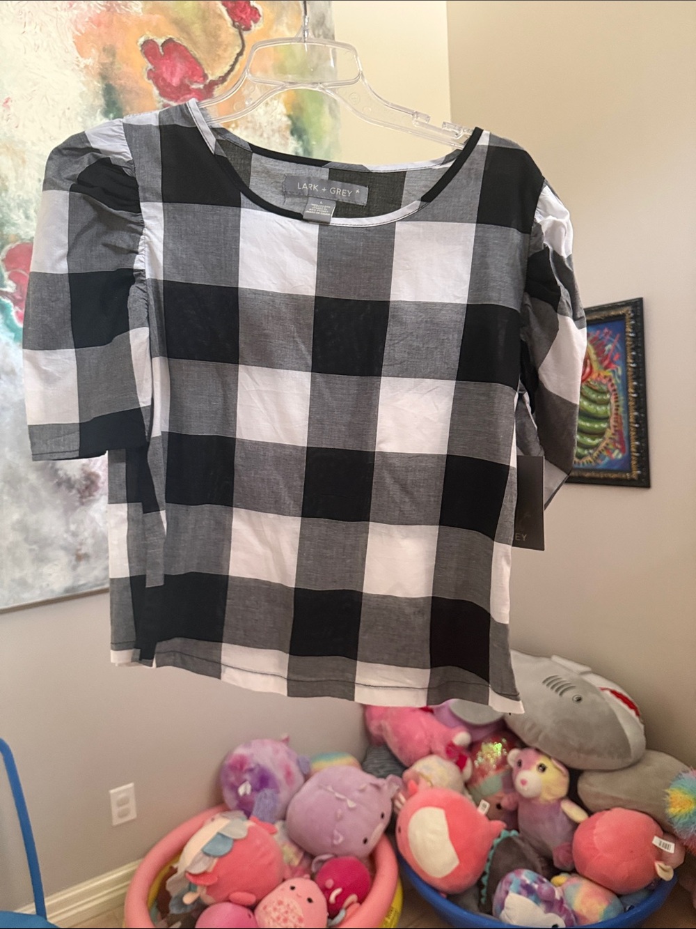 Lark & Grey Black/White Buffalo Check Crop Top